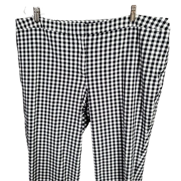 Talbots Size 20W Pants Hampshire Ankle Check Stretch Pockets High Waist Black - Picture 3 of 13